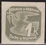 Czech Republic - 1939 - Fauna - 1 K - Grey - Fauna, Bohemia, Pigeon - Scott P9 - Bohmen und Mahren Cechy a Moravia Carrier Piegon - 0